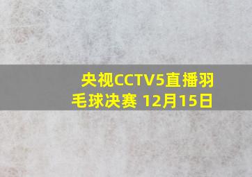 央视CCTV5直播羽毛球决赛 12月15日